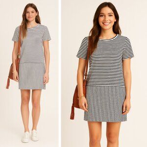 Madewell Dress Dockside Stripes Shift T-Shirt Dress Navy White Pool Beach Summer